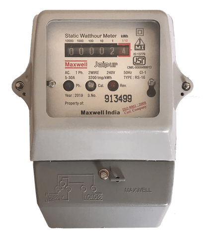 Maxwell Single Phase Static Watthour Meter, Counter Type Display