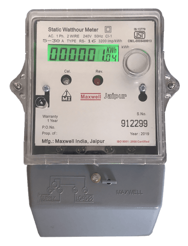 Maxwell Single Phase Static Watthour Meter, LCD Display