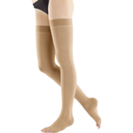 Bauerfeind VenoTrain Impuls, Type: AG (Thigh Length), Open Toe, Color: Caramel, Medical Compression Stockings